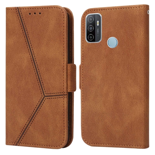 

For Samsung Galaxy A33 5G Embossing Stripe RFID Leather Phone Case(Brown)