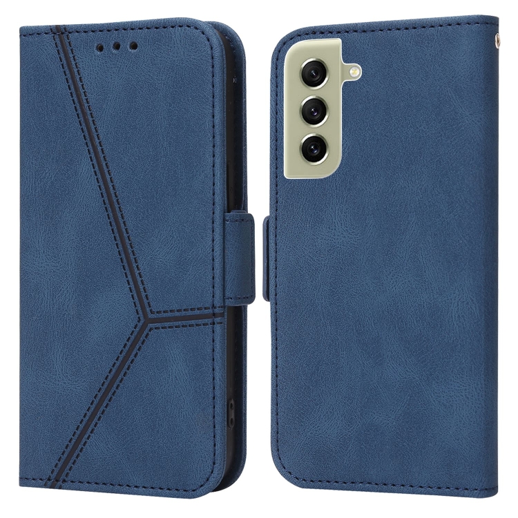 

For Samsung Galaxy S21 FE 5G Embossing Stripe RFID Leather Phone Case(Blue)