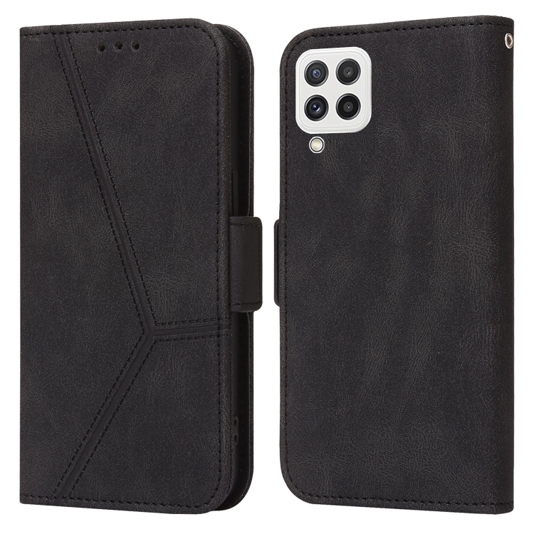 

For Samsung Galaxy A22 4G / M32 4G Embossing Stripe RFID Leather Phone Case(Black)