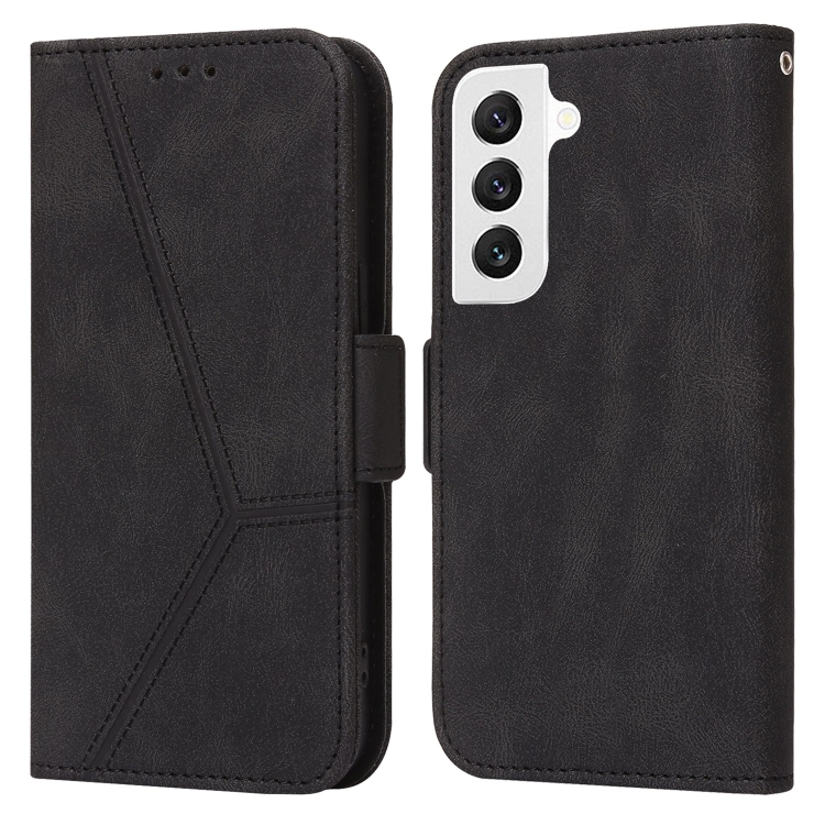 

For Samsung Galaxy S22 5G Embossing Stripe RFID Leather Phone Case(Black)
