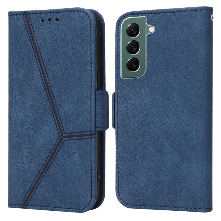 

For Samsung Galaxy S22+ 5G Embossing Stripe RFID Leather Phone Case(Blue)