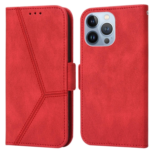 

For iPhone 14 Pro Embossing Stripe RFID Leather Phone Case(Red)