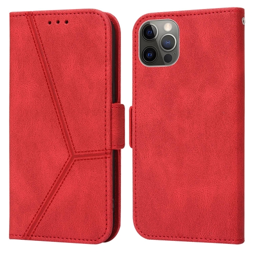 

Embossing Stripe RFID Leather Phone Case For iPhone 13 Pro Max(Red)