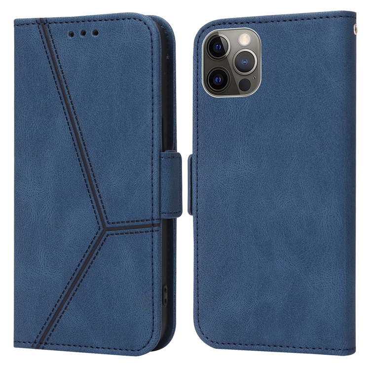 

Embossing Stripe RFID Leather Phone Case For iPhone 12 / 12 Pro(Blue)