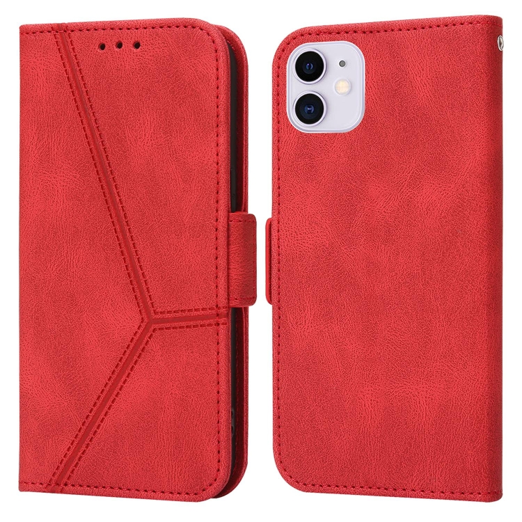

Embossing Stripe RFID Leather Phone Case For iPhone 12 mini(Red)