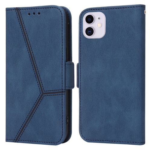 

For iPhone 11 Embossing Stripe RFID Leather Phone Case (Blue)