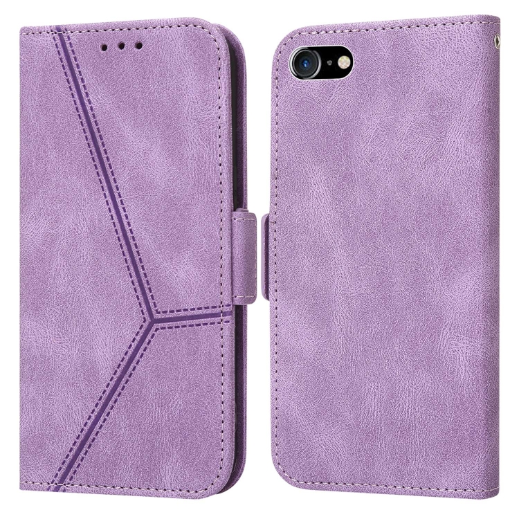 

For iPhone SE 2022 / SE 2020 / 8 / 7 Embossing Stripe RFID Leather Phone Case(Purple)