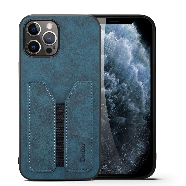 

Denior Elastic Card Slot PU + TPU Phone Case For iPhone 13 Pro Max(Blue)