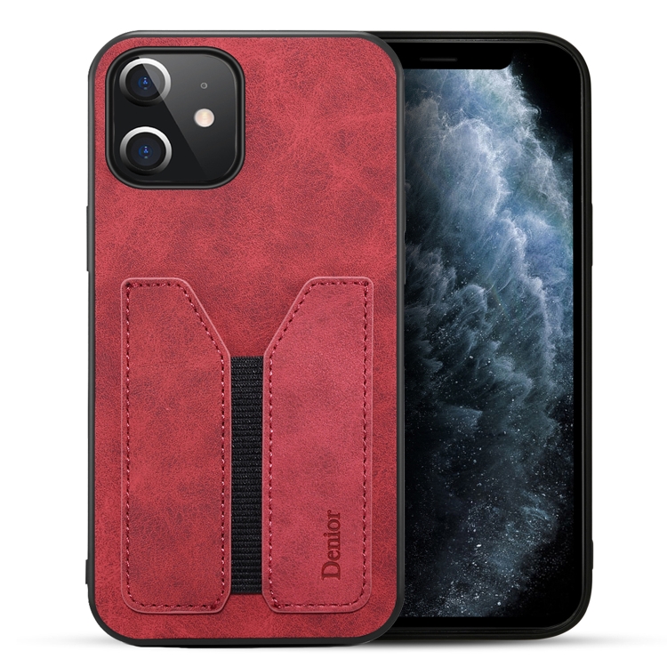 

Denior Elastic Card Slot PU + TPU Phone Case For iPhone 12(Red)