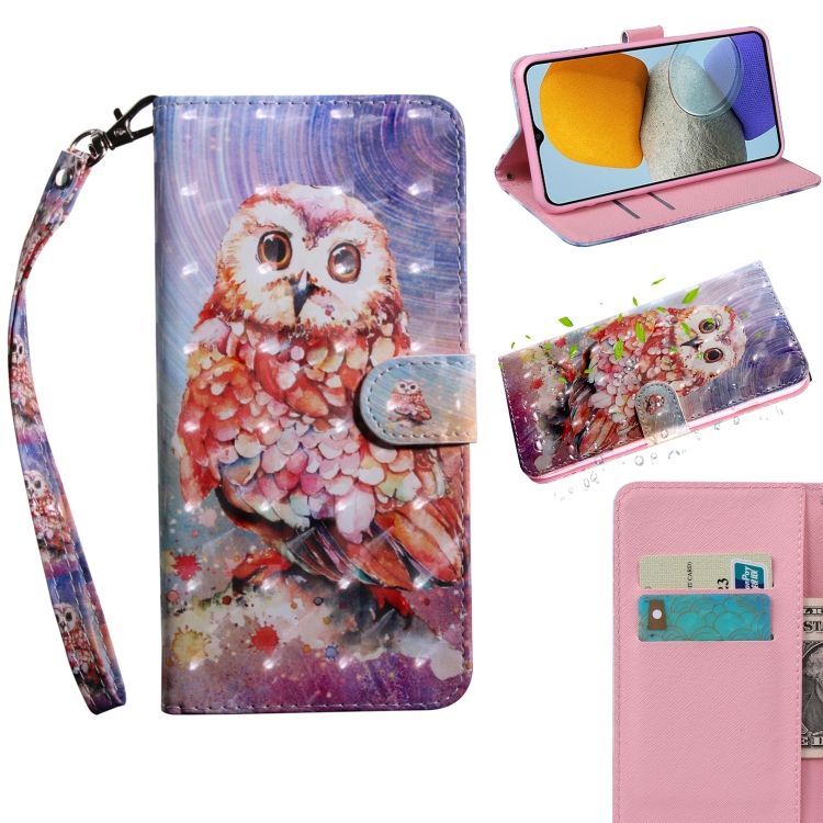 

For Samsung Galaxy M23 5G 3D Painted Pattern Leather Phone Case(Color Owl)