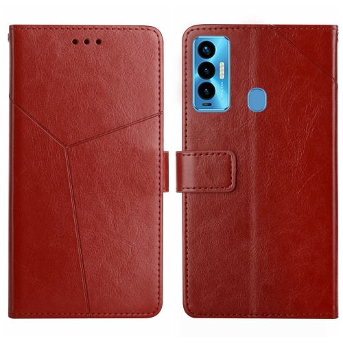 

For Tecno Camon 18i HT01 Y-shaped Pattern Flip Leather Phone Case(Brown)