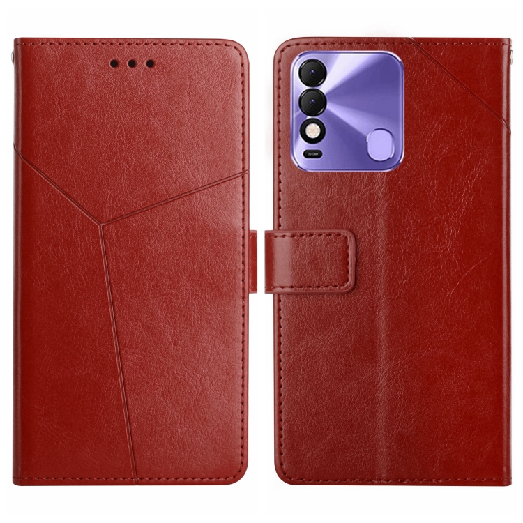 

For Tecno Spark 8 HT01 Y-shaped Pattern Flip Leather Phone Case(Brown)