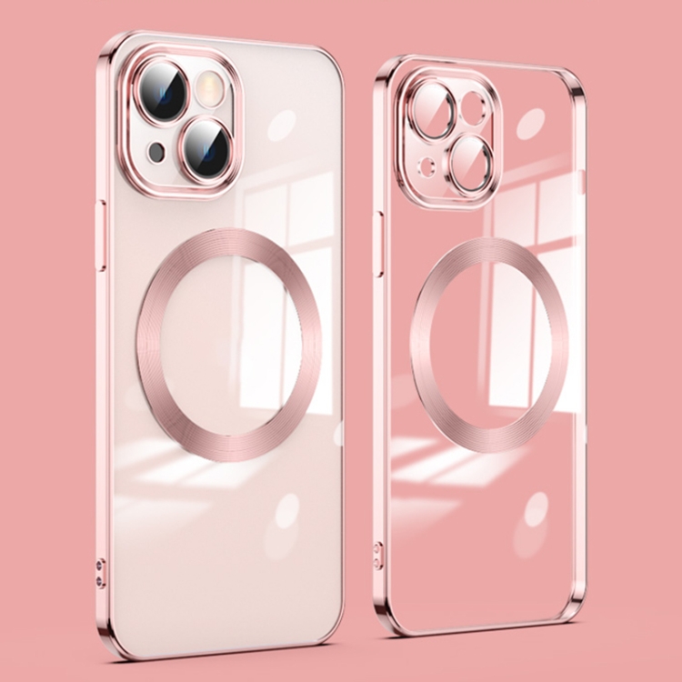 

For iPhone 14 Lens Protector MagSafe Electroplated Phone Case (Rose Gold)