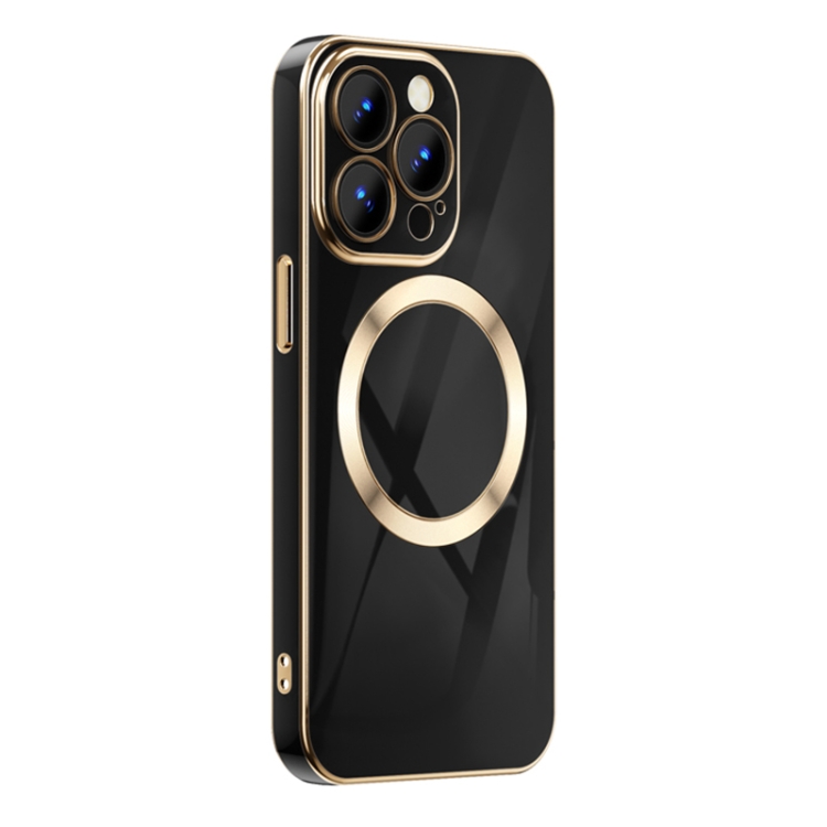 

For iPhone 14 Pro 6D Gold Plated Magsafe Magnetic Phone Case(Black)
