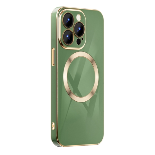 

For iPhone 12 6D Gold Plated Magsafe Magnetic Phone Case(Green)