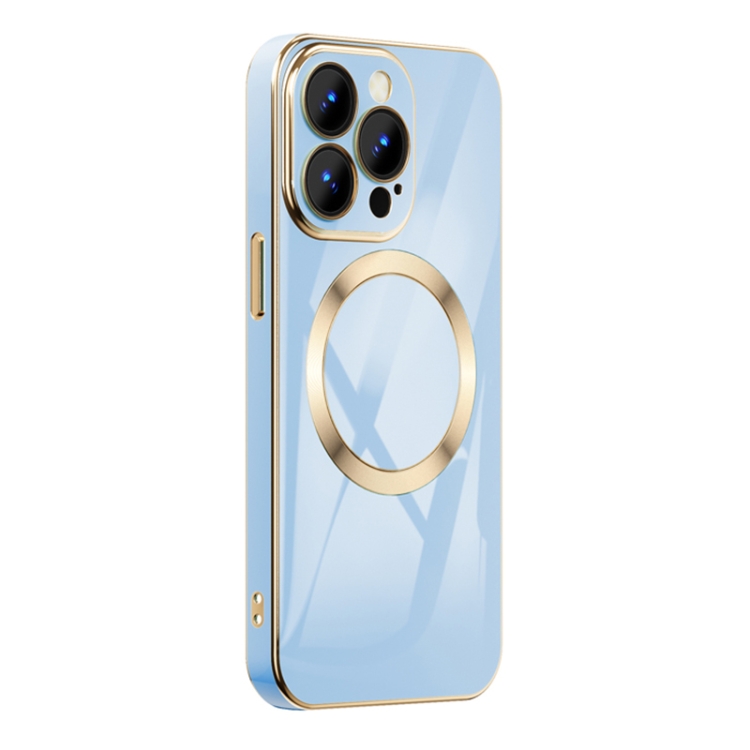 

For iPhone 12 Pro Max 6D Gold Plated Magsafe Magnetic Phone Case(Sierra Blue)