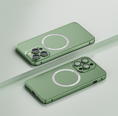 

For iPhone 14 Pro Max Frosted MagSafe Magnetic Phone Case with Lens Film (Green)