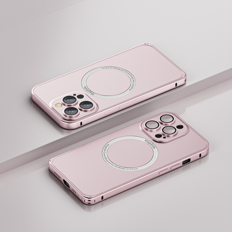 

For iPhone 12 Frosted MagSafe Magnetic Phone Case with Lens Film(Pink)