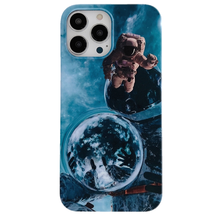 

Frosted Space Astronaut Phone Case For iPhone 13 Pro Max(Blue)