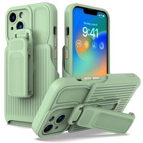 

Explorer Series Back Clip Holder PC Phone Case For iPhone 14(Cyan)
