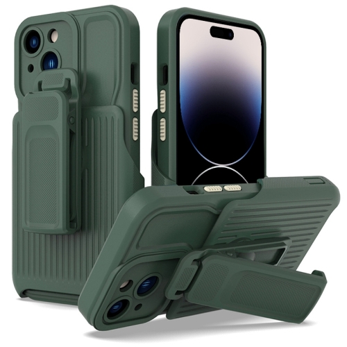 

Explorer Series Back Clip Holder PC Phone Case For iPhone 14 Pro(Dark Green)