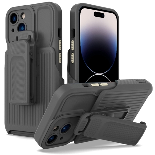 

For iPhone 14 Pro Max Explorer Series Back Clip Holder PC Phone Case (Grey)