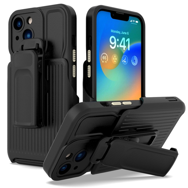 

For iPhone 12 Pro Max Explorer Series Back Clip Holder PC Phone Case(Black)