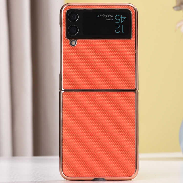

For Samsung Galaxy Z Flip3 5G Gilt Electroplated Nylon Phone Case(Orange)