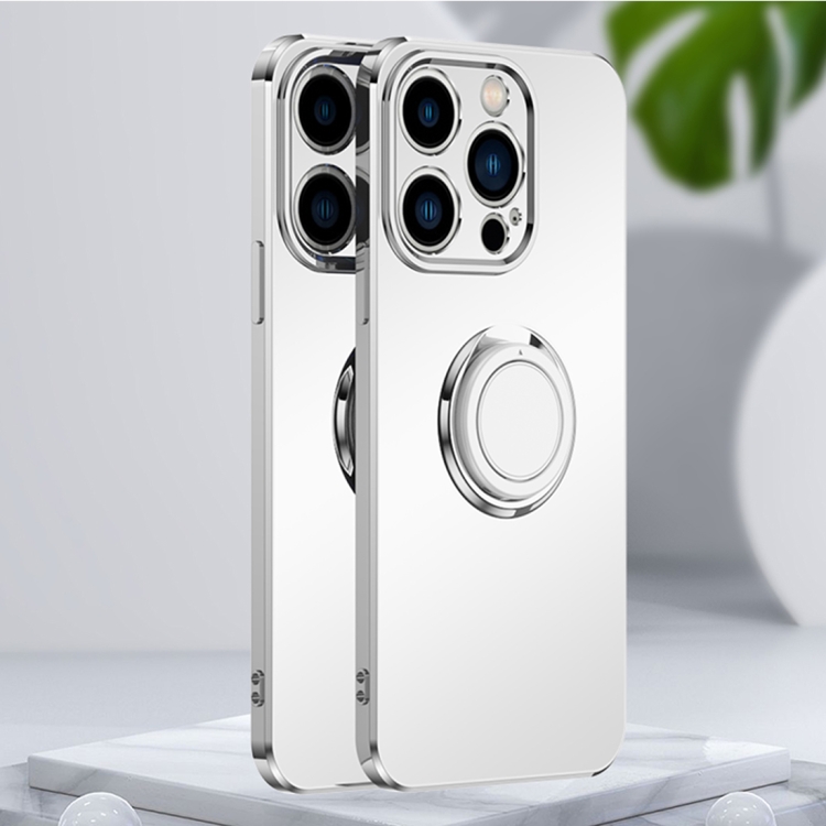 

For iPhone 14 Pro Electroplated Frosted Ring Phone Case(White)