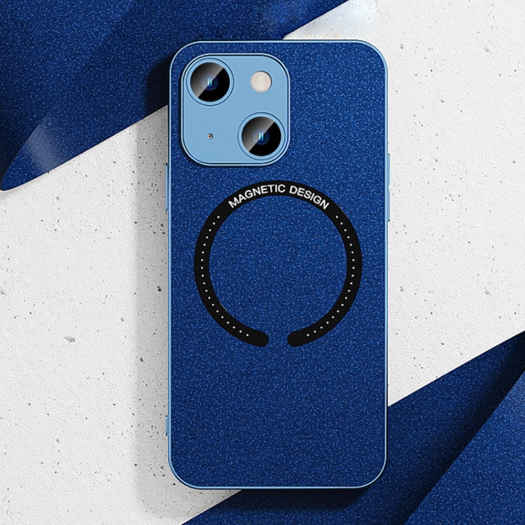 

For iPhone 13 mini Leather Electroplated Magsafe Case (Navy Blue)