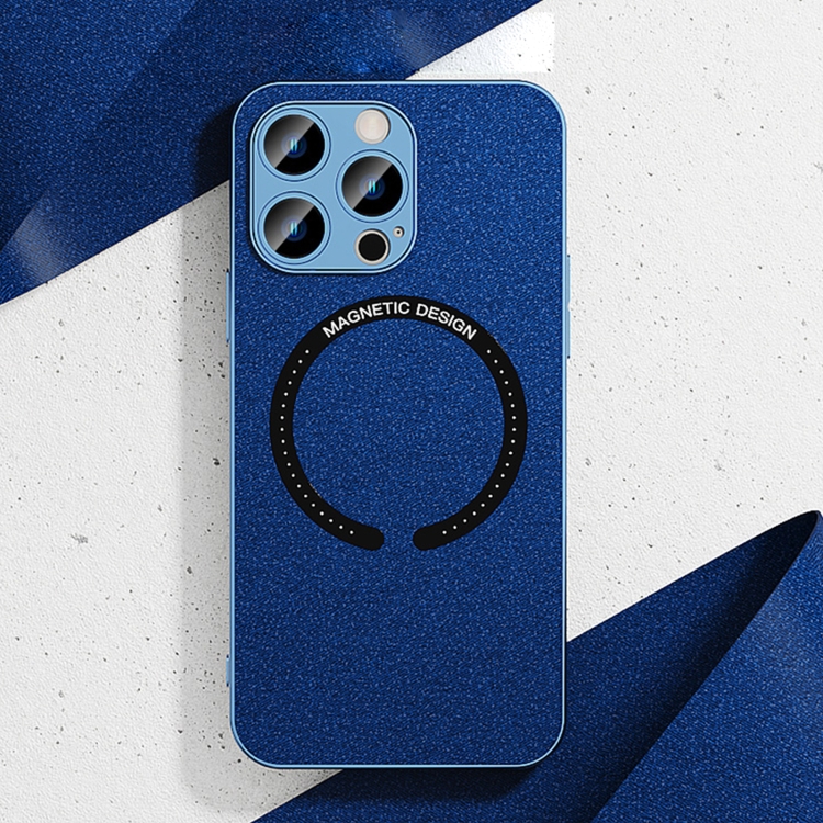 

Leather Electroplated Magsafe Case For iPhone 13 Pro(Navy Blue)
