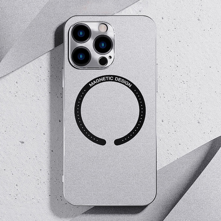 

Leather Electroplated Magsafe Case For iPhone 12 Pro(Silver Grey)