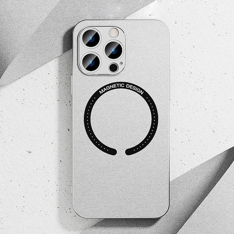 

Leather Electroplated Magsafe Case For iPhone 12 Pro Max(Silver Grey)