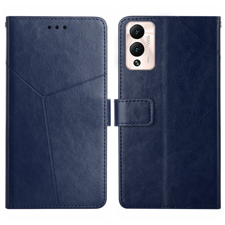 

For Infinix Hot 12 Play HT01 Y-shaped Pattern Flip Leather Phone Case(Blue)