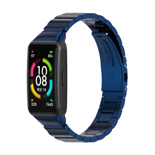 

For Huawei Band 6 / Honor Band 6 Mijobs Bamboo Stainless Steel Metal Watch Band(Blue)