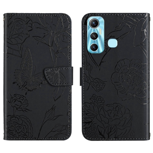 

For Infinix Hot 11 HT03 Skin Feel Butterfly Embossed Flip Leather Phone Case(Black)