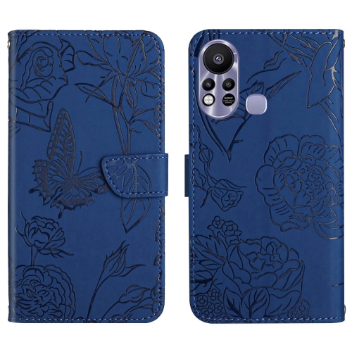 

For Infinix Hot 11s HT03 Skin Feel Butterfly Embossed Flip Leather Phone Case(Blue)