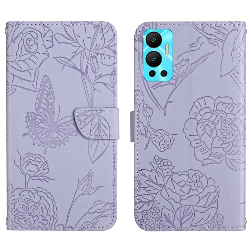 

For Infinix Hot 12 HT03 Skin Feel Butterfly Embossed Flip Leather Phone Case(Purple)