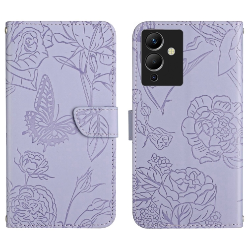 

For Infinix Note 12 G96 HT03 Skin Feel Butterfly Embossed Flip Leather Phone Case(Purple)