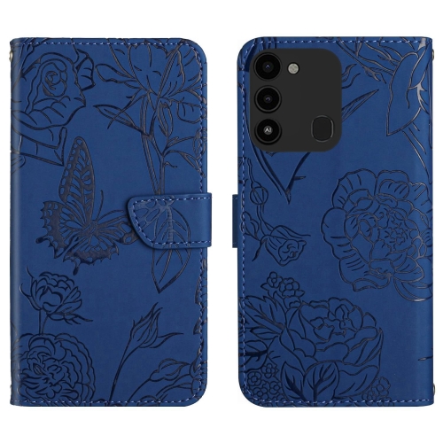 

For Tecno Spark Go 2022 HT03 Skin Feel Butterfly Embossed Flip Leather Phone Case(Blue)