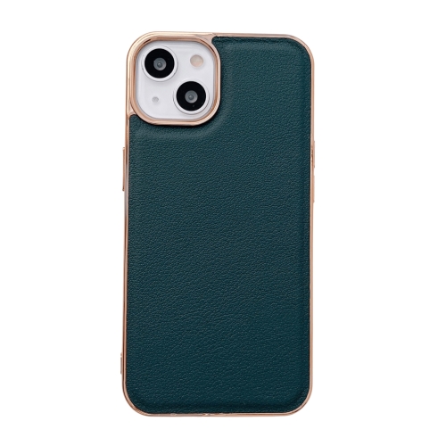 

Waves Series Nano Electroplating Genuine Leather Phone Case For iPhone 13(Green)