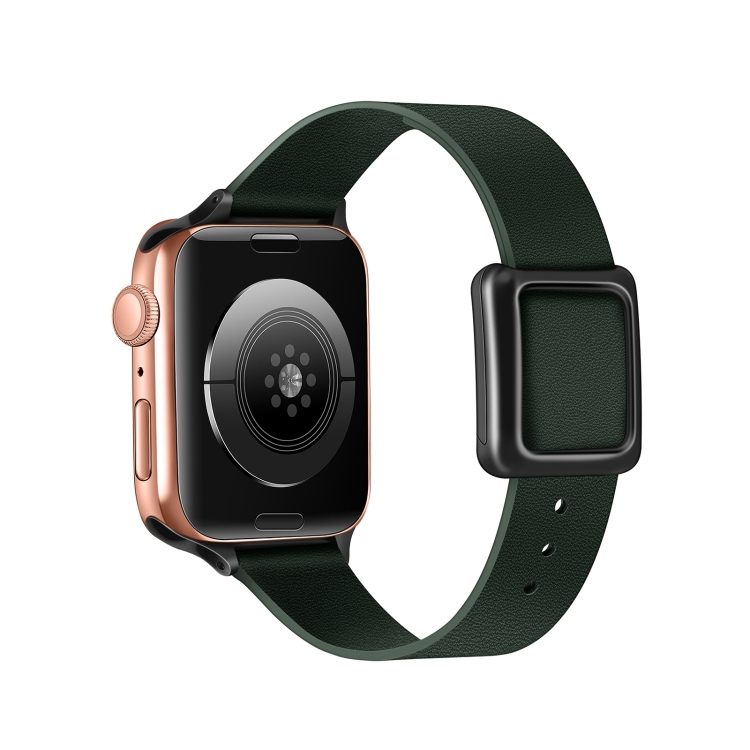 

Magnetic Black Square Buckle Watch Band For Apple Watch Series 7 41mm / 6&SE&5&4 40mm / 3&2&1 38mm(Fir Green)