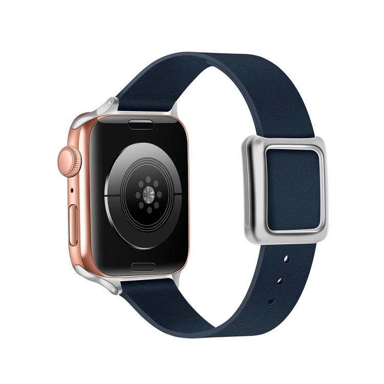

Magnetic Silver Square Buckle Watch Band For Apple Watch Series 7 45mm / 6&SE&5&4 44mm / 3&2&1 42mm(Midnight Blue)