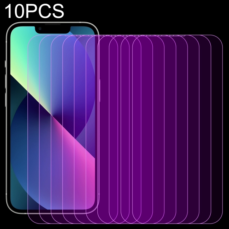 

10 PCS Purple Light Eye Protection Tempered Glass Film For iPhone 13 mini