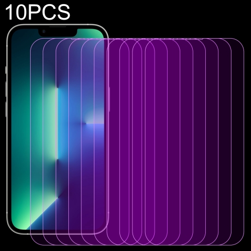 

10 PCS Purple Light Eye Protection Tempered Glass Film For iPhone 13 Pro Max