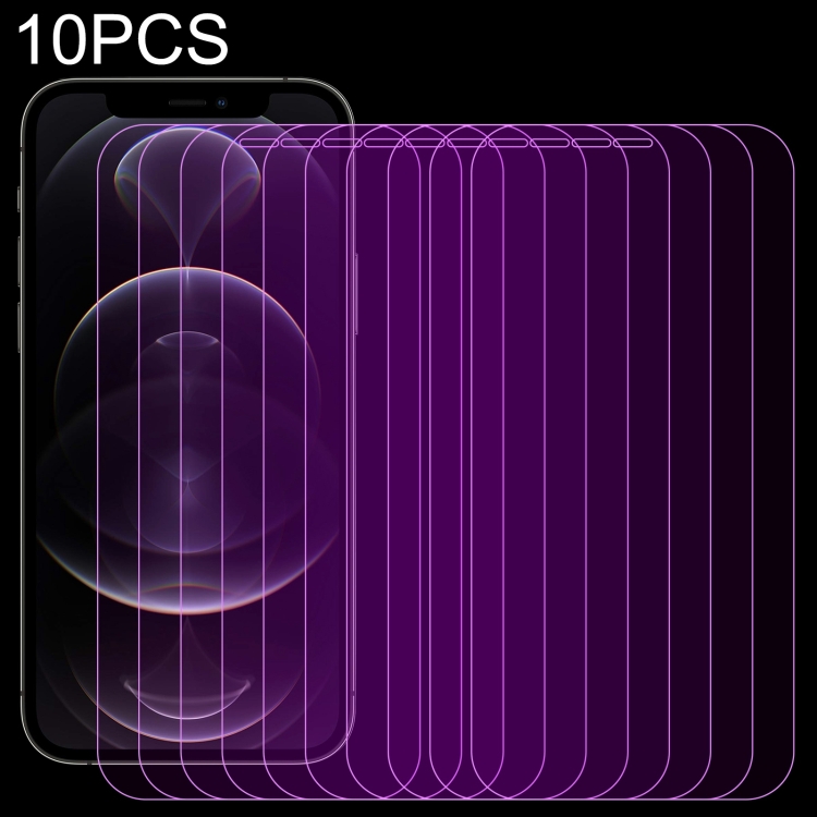 

10 PCS Purple Light Eye Protection Tempered Glass Film For iPhone 12 / 12 Pro