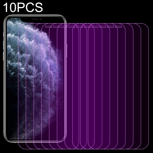 

10 PCS Purple Light Eye Protection Tempered Glass Film For iPhone 11 Pro / X / XS