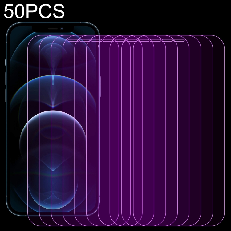 

50 PCS Purple Light Eye Protection Tempered Glass Film For iPhone 12 Pro Max