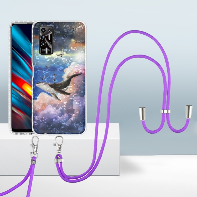 

For Tecno Pova 2 2.0mm Airbag Shockproof TPU Phone Case with Lanyard(Whale)
