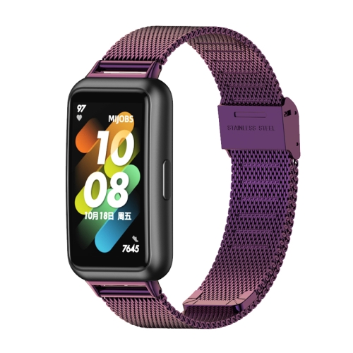 

For Huawei Band 7 / 7 NFC MIJOBS Milan Buckle Stainless Steel Watch Band(Purple)